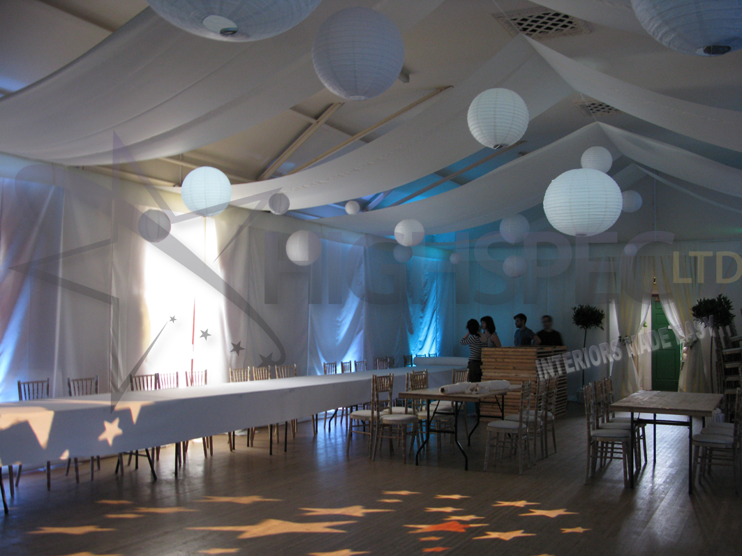 Village hall draping decor