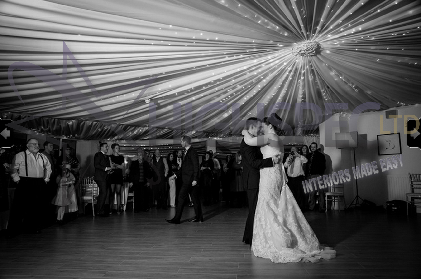 Venue draping - Fairylight ceiling drape