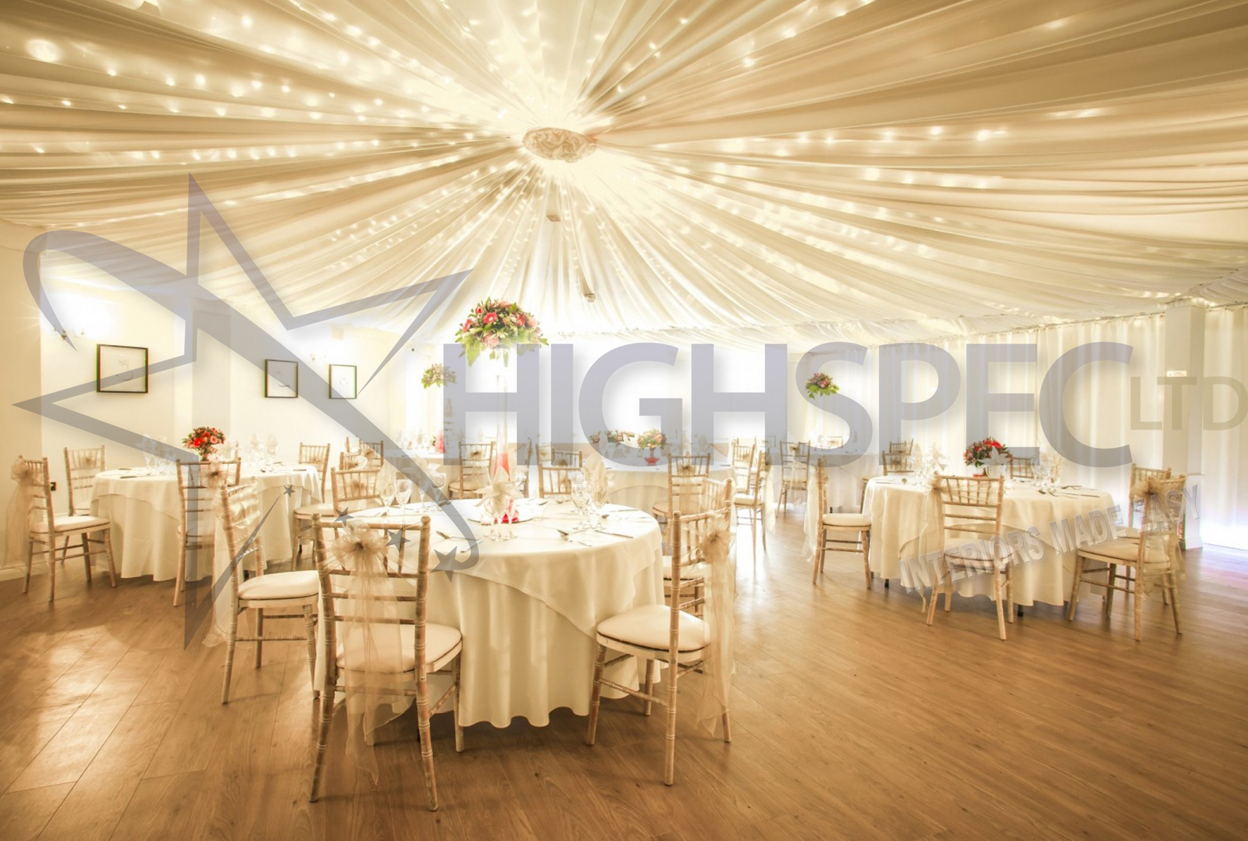 Venue draping - Fairylight ceiling drape