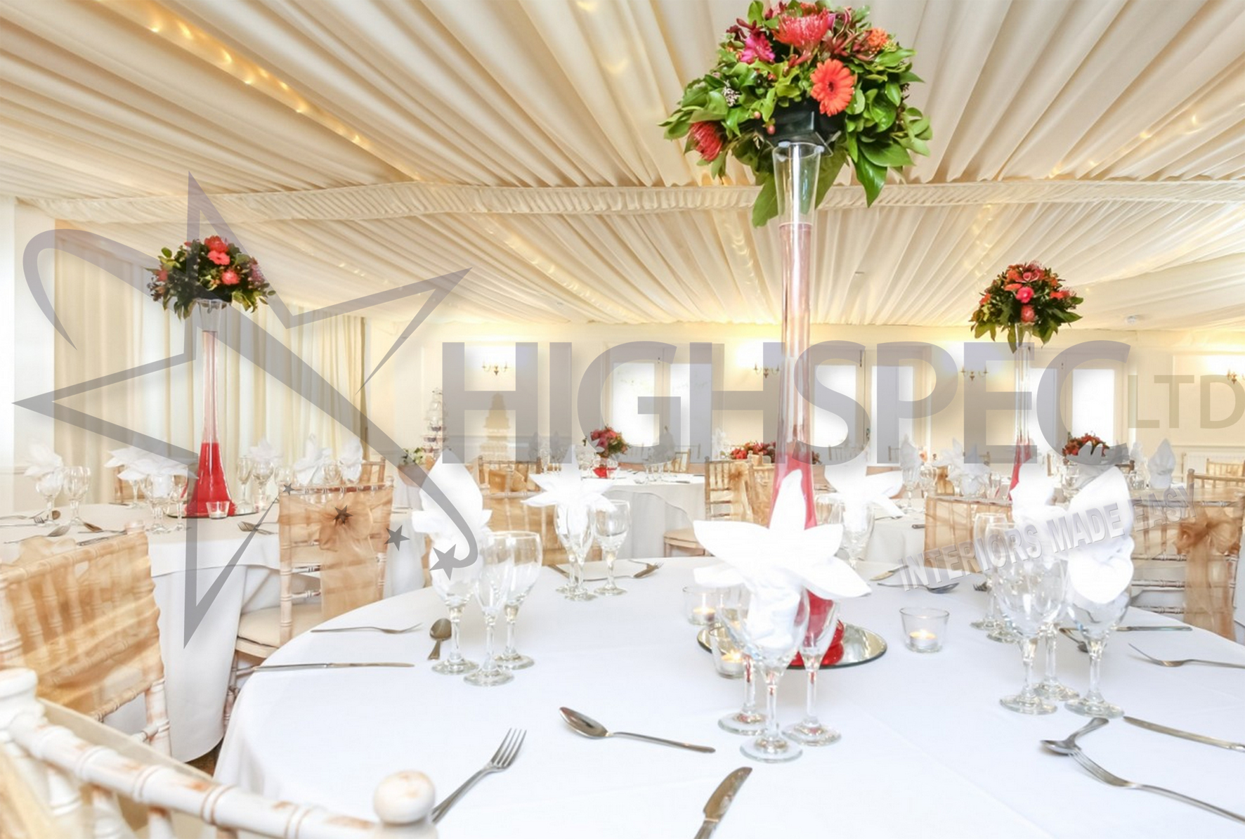 Venue draping - Fairylight ceiling drape