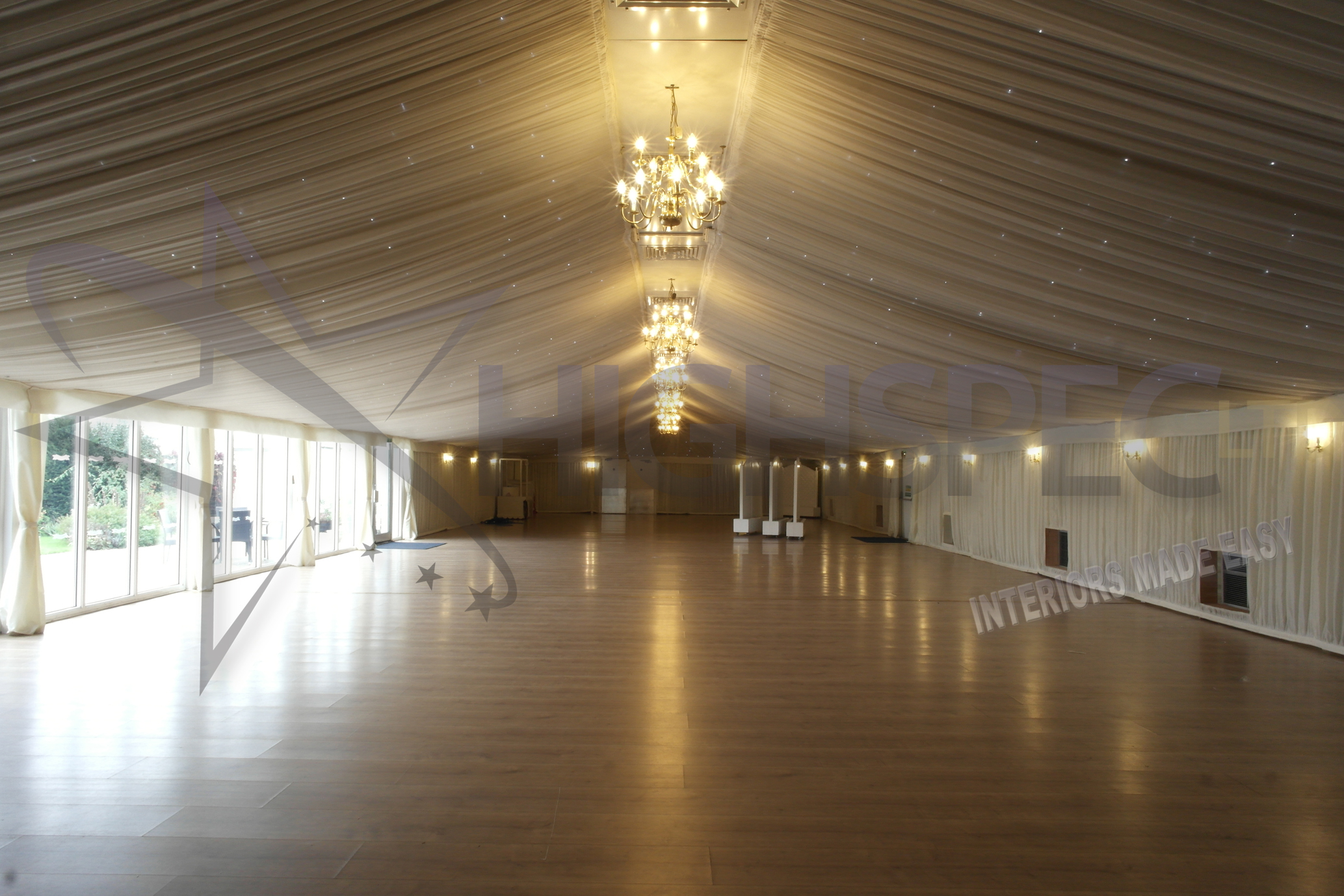 Venue draping - Pleated marquee lining decor