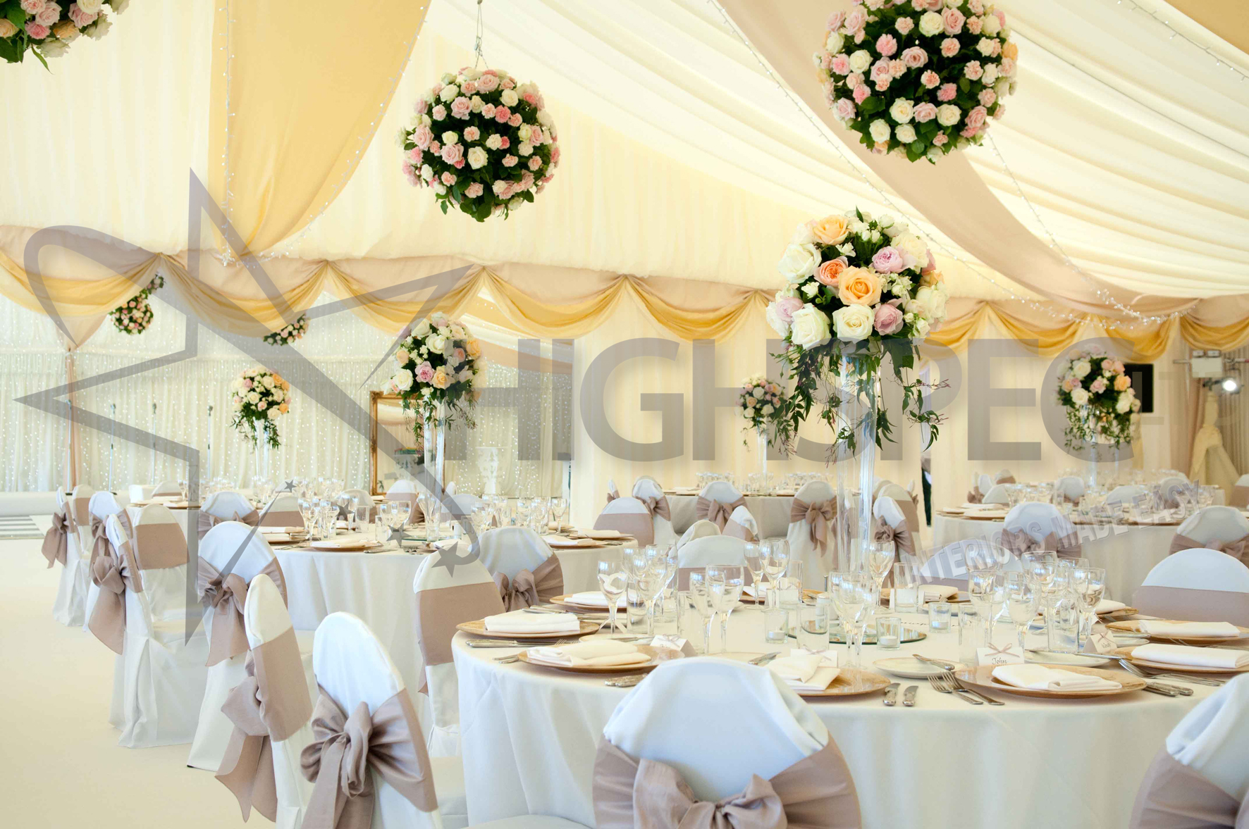 Pleated marquee lining decor