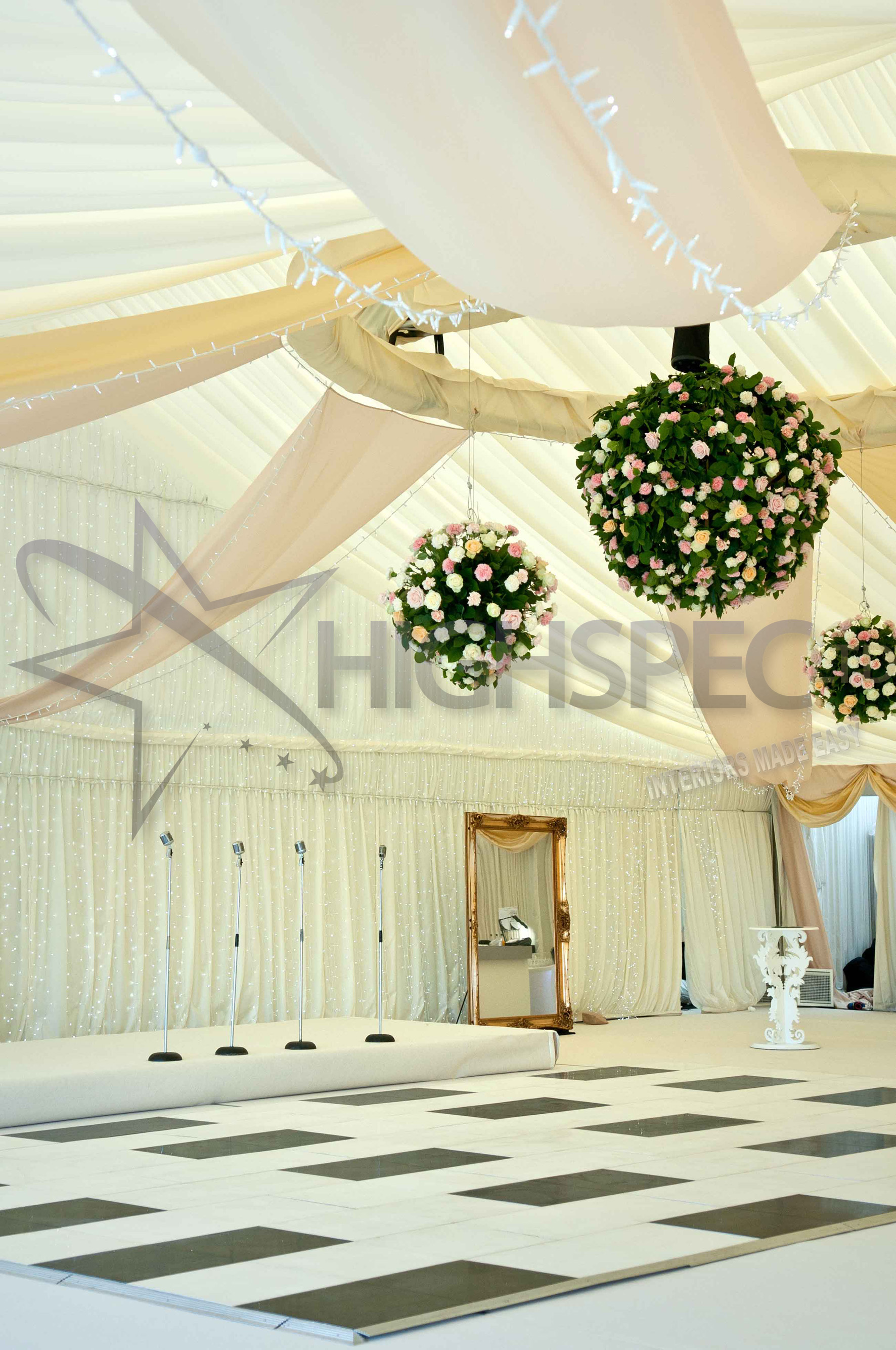 Pleated marquee lining decor