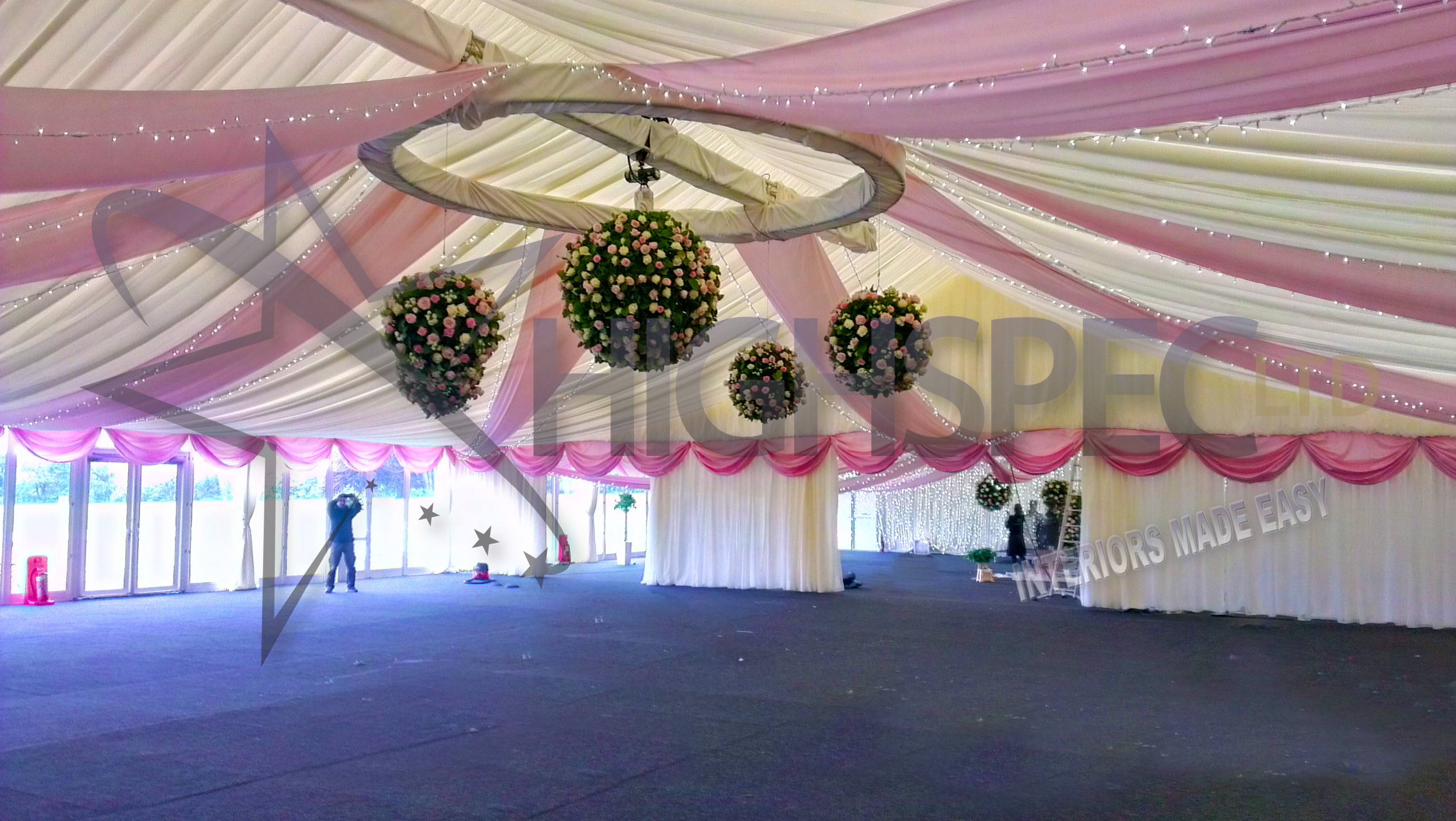 Pleated marquee ceiling decor