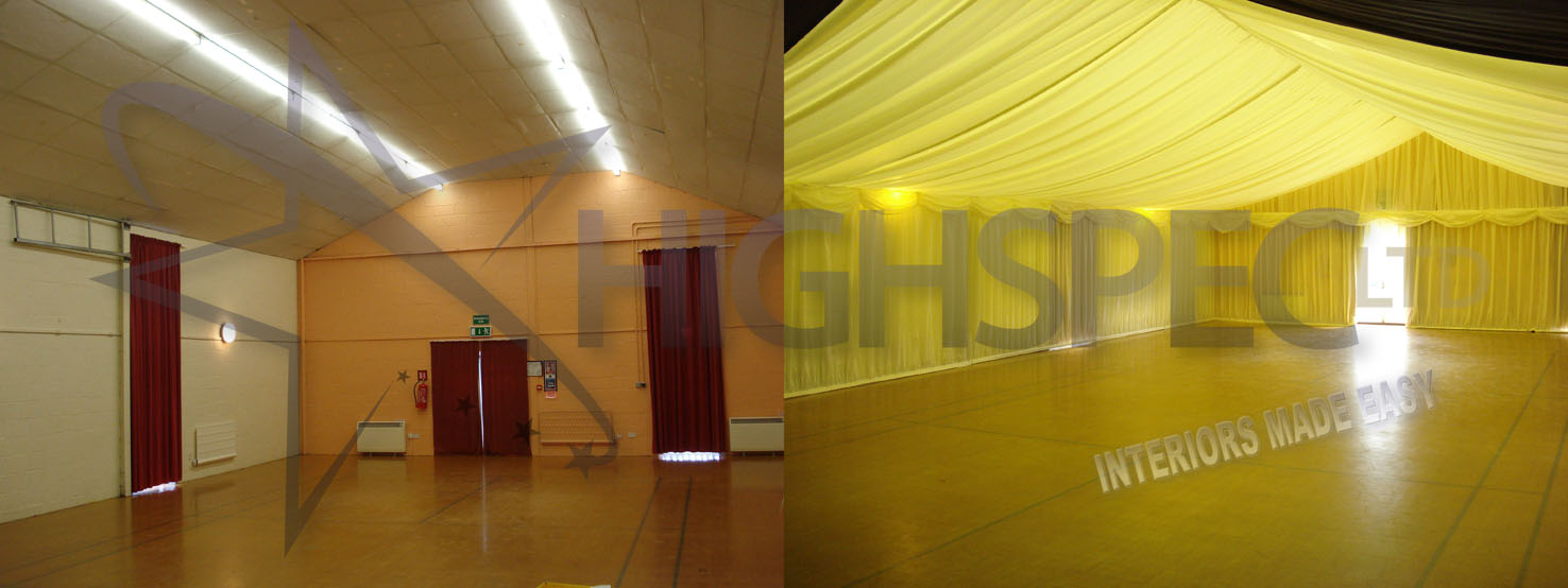 Venue draping - Village hall draping decor