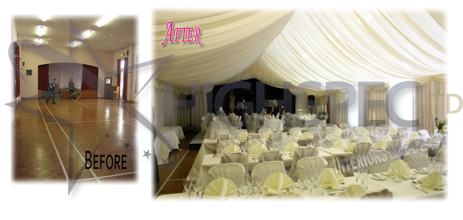 Village hall draping decor