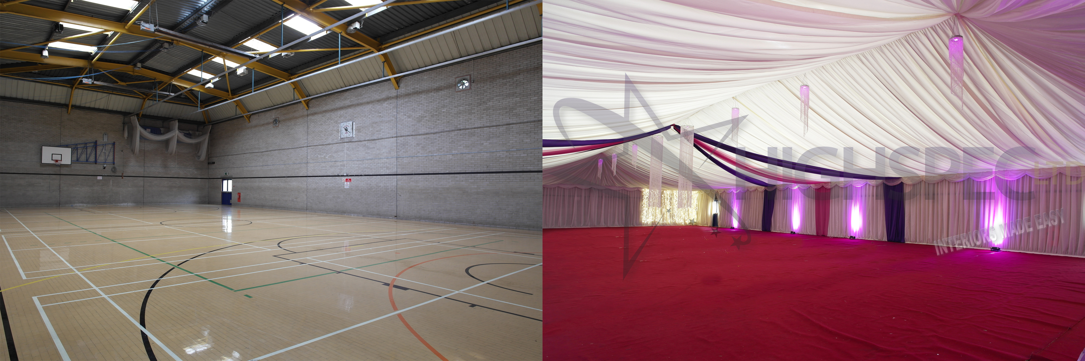 Sports hall venue lining